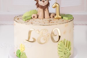 Tårta med lejonfigur till en liten herre som heter Leo :)